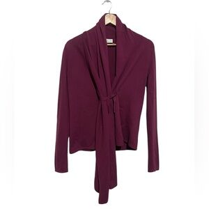 TSE 100% Pure Cashmere Small Knit Wrap Cardigan Sweater Purple Luxury